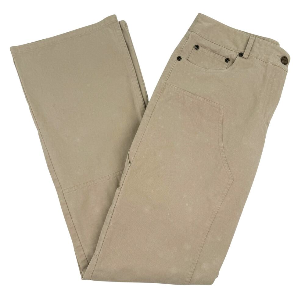 Vtg BCBG Max Azria Cotton Pants Low Rise Bootcut Tan Size 8 Y2K Utility Workwear